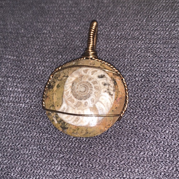 Handmade ammonite fossil wire wrapped wearable art pendant for necklace unisex - Picture 2 of 13